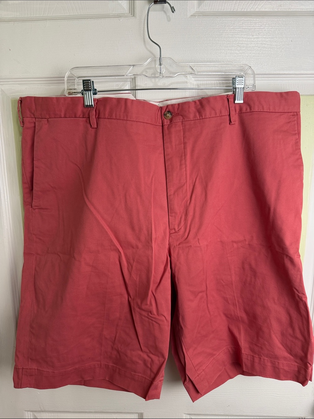 (2034) Polo by Ralph Lauren Coral Red Flat-Front Men's Shorts, Size: 44